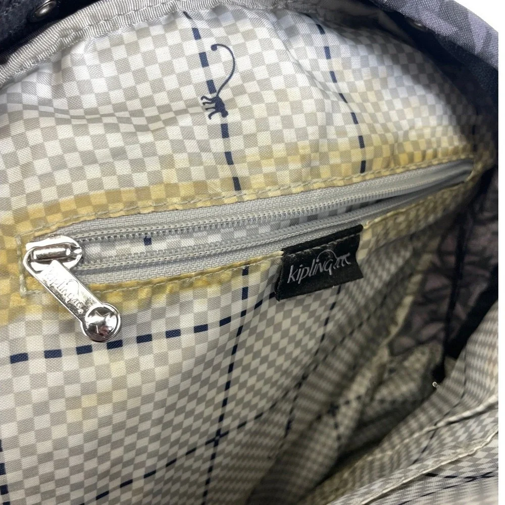 Kipling Seoul Geometric Print Backpack Womens OS Gray Travel School Monkey Charm